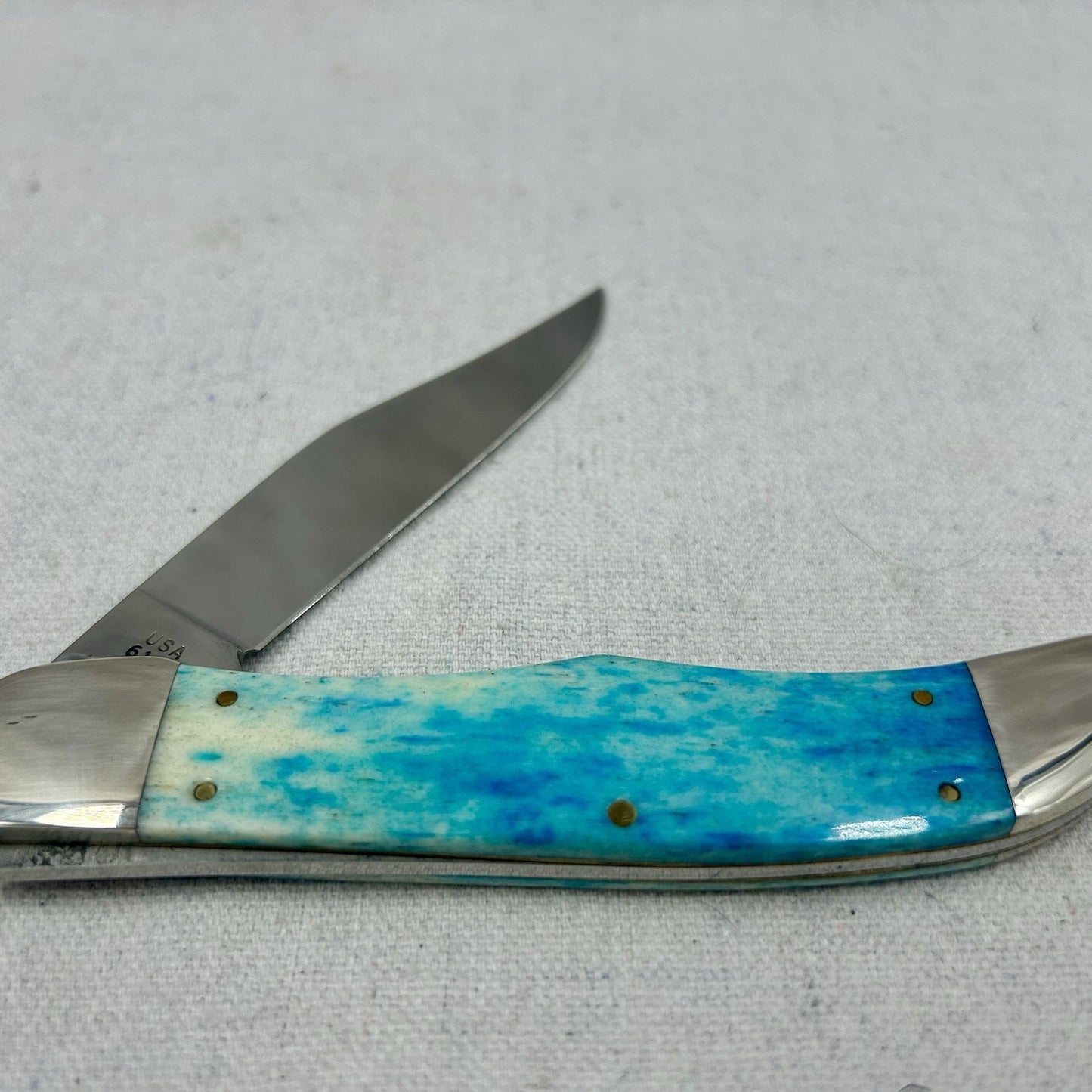 2010 Case Large Hunter 6165 Tang Stamp Premiere - Blue Appaloosa Handles - w Tin