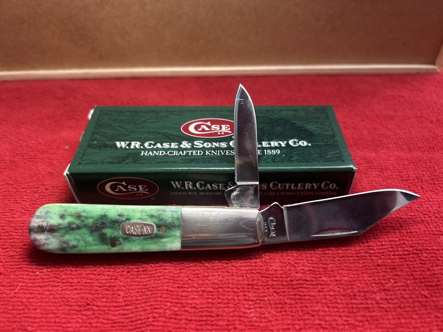 1997 CASE XX  Barlow Knife - 2 Blade - Pattern 62009 1/2 - Green Appaloosa Bone!