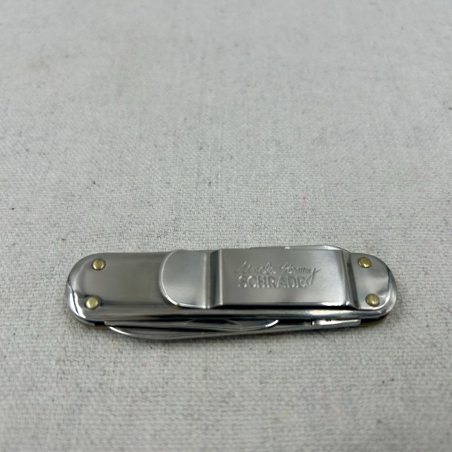SCHRADE CLASSIC UNCLE HENRY TURQUOISE PEARL LOBSTER MONEY CLIP KNIFE W/SCISSORS