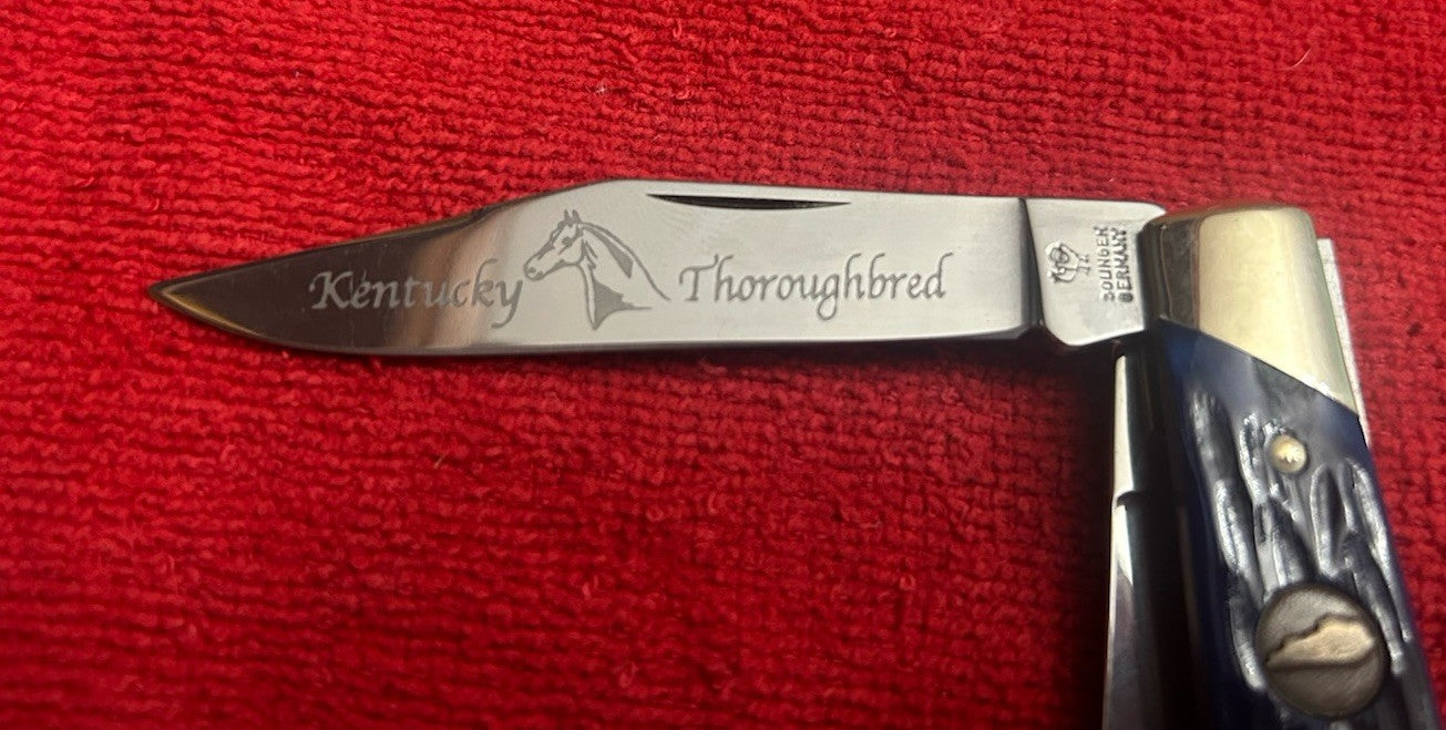 Hen & Rooster Large Stockman Knife, Soligen Germany, KENTUCKY THOROUGHBRED Blue
