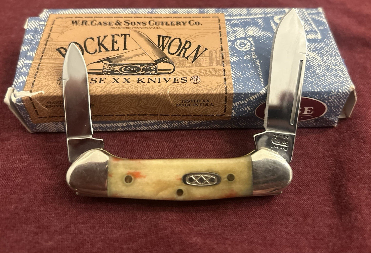 2001 Case XX 62132 Baby Butterbean - 10 Dot - Red Appaloosa Bone W Original Box