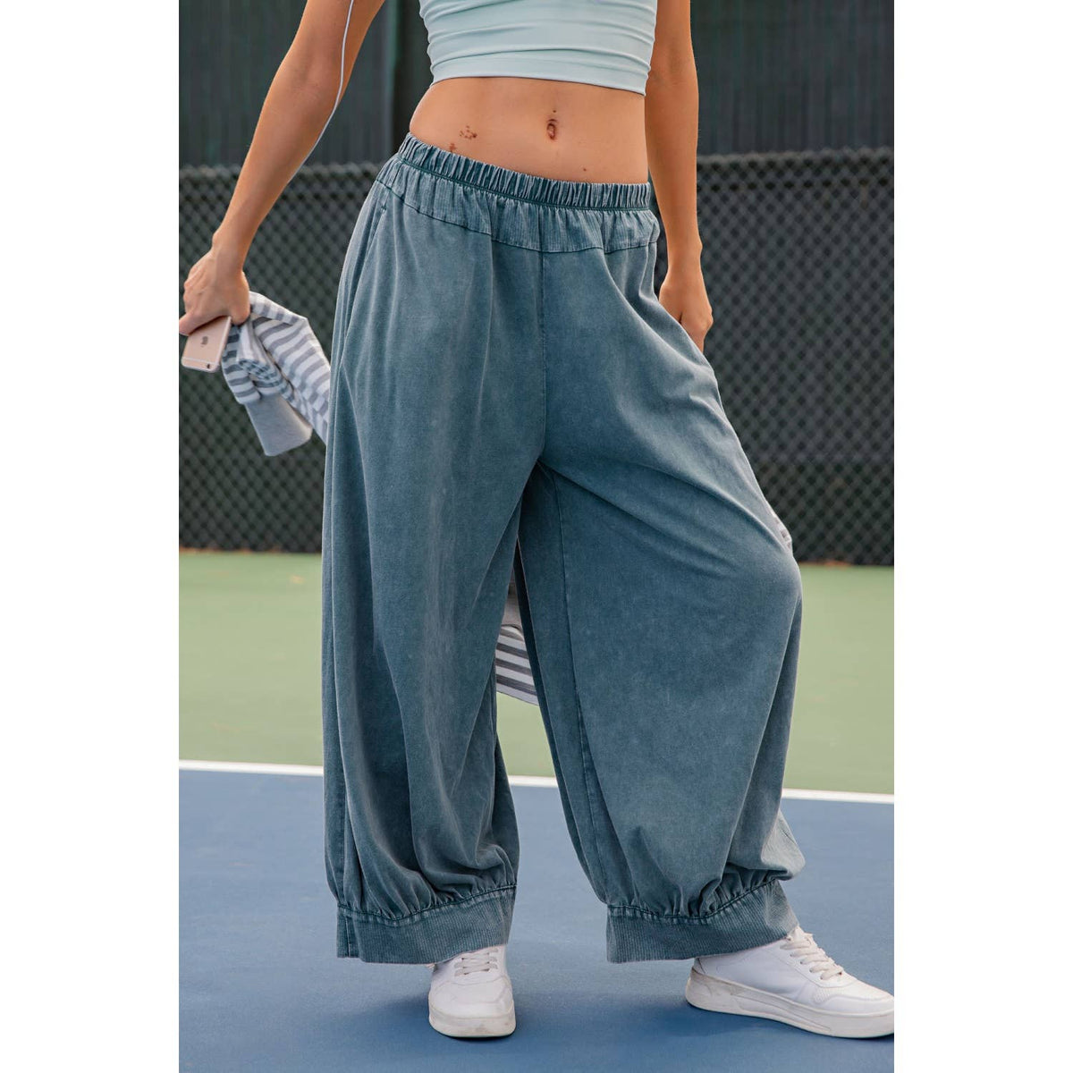 The Juniper Mineral-Washed Barrel Pants | Deep Jungle