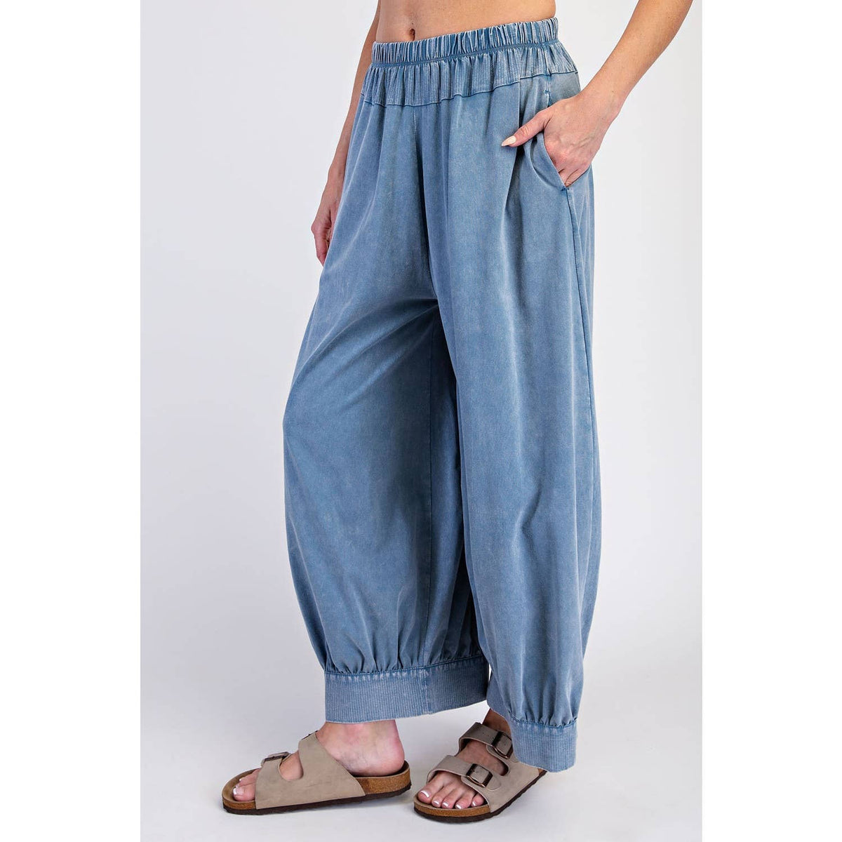 The Juniper Mineral-Washed Barrel Pants | Deep Jungle