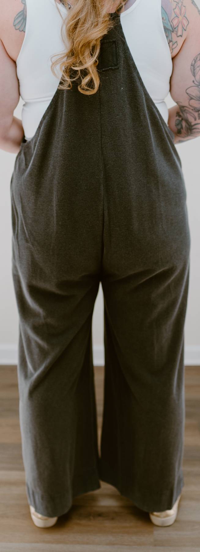The Easy Street Washed Thermal Wide Leg Jumpsuit | Washed Black