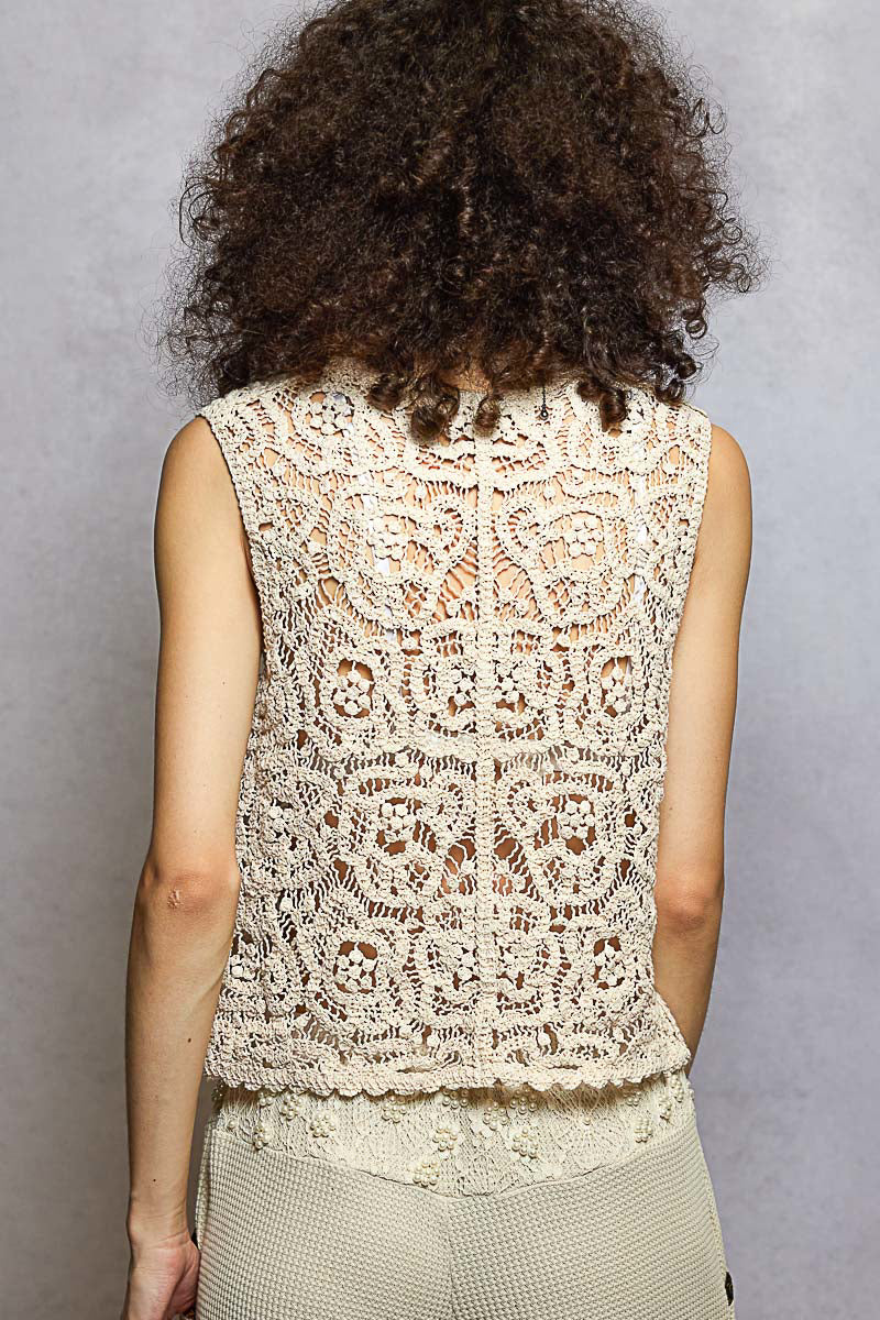 Veda Crochet Pocket Tank | Natural