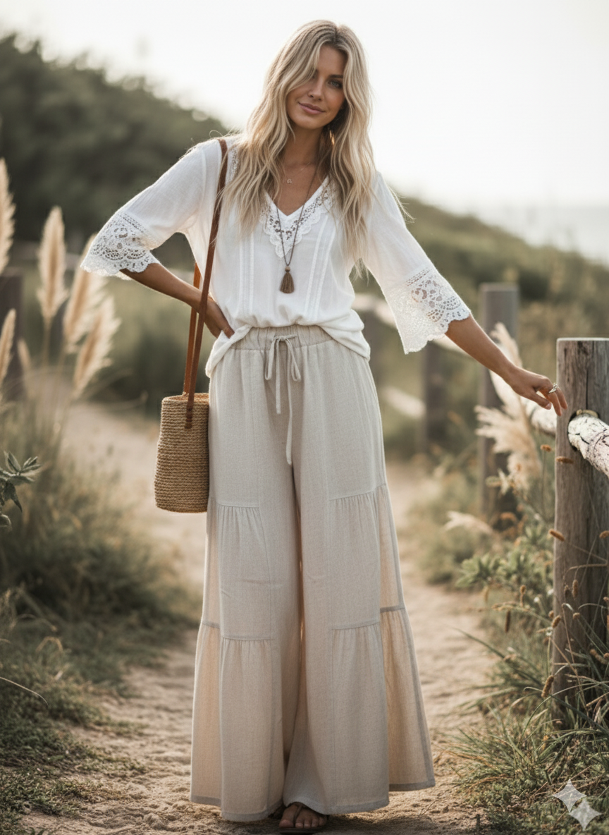 The Free Spirit Tiered Palazzo Pants | Black