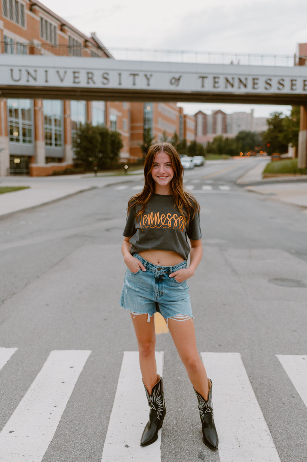 Retro Tennessee Script SS Tee | Charcoal