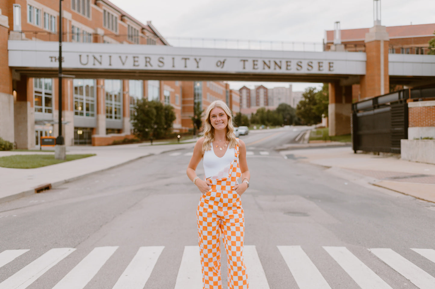 Orange & White Checkered Game Day Bibs | Adult