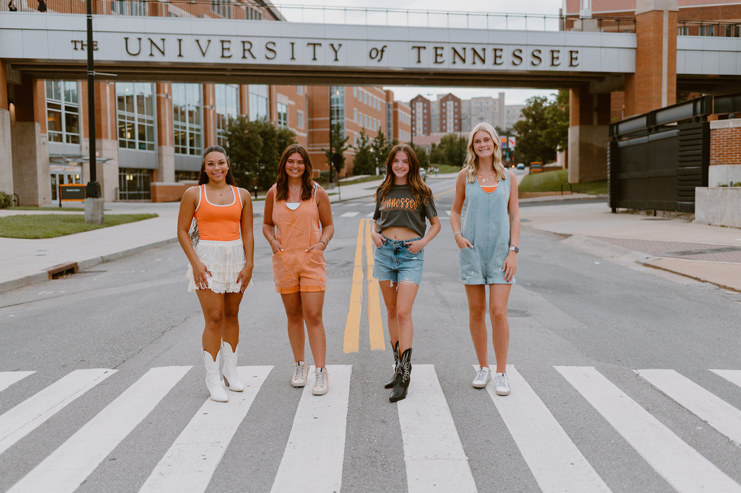 The Squeeze the Day Denim Romper | Orange