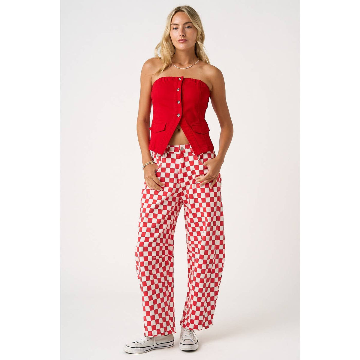 The Checkerboard Edit Barrel Jeans