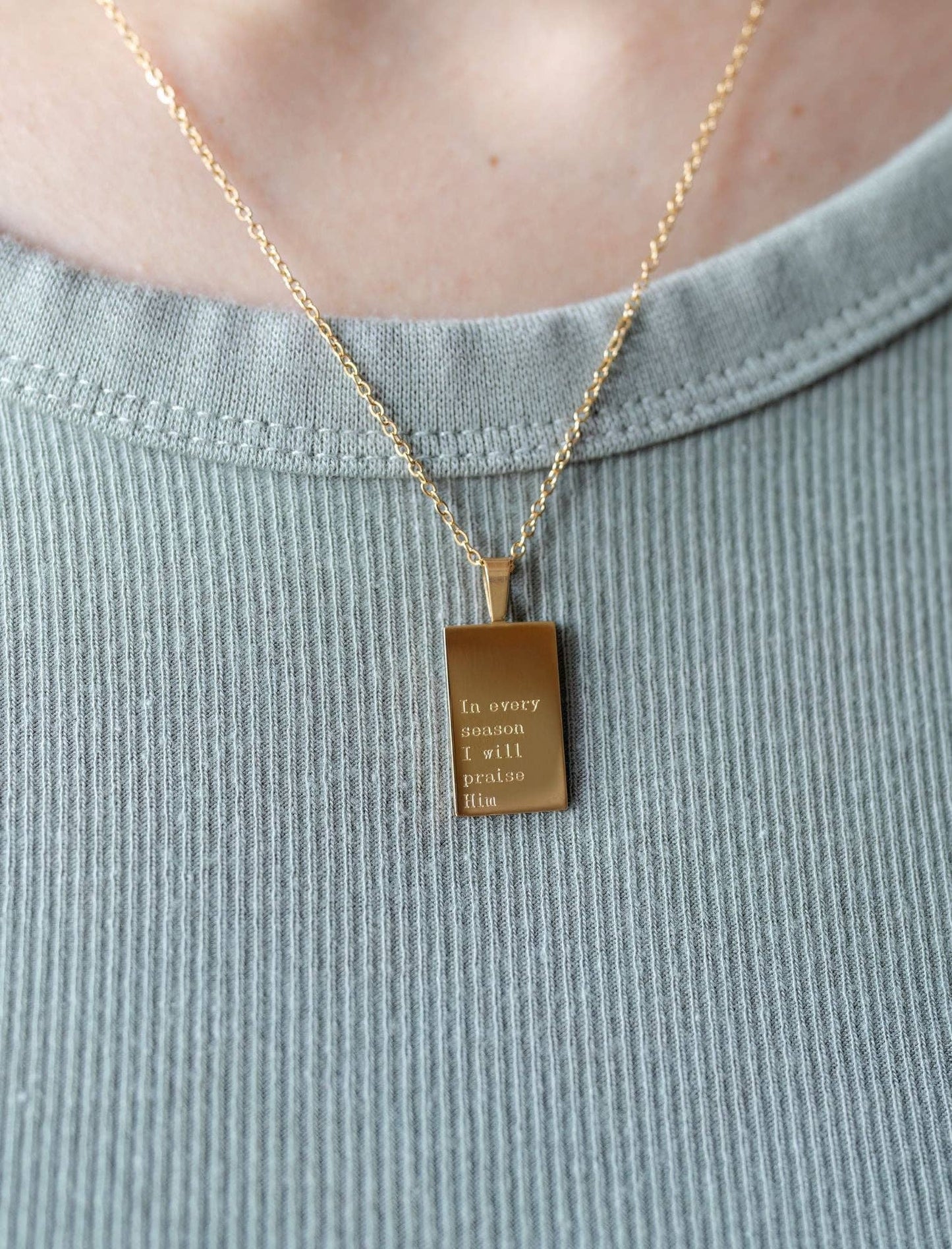 In every season I will Praise Necklace: 18 karat gold plated