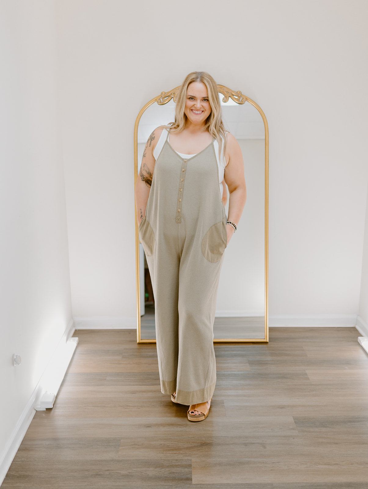 The Easy Street Washed Thermal Wide Leg Jumpsuit | Washed Black