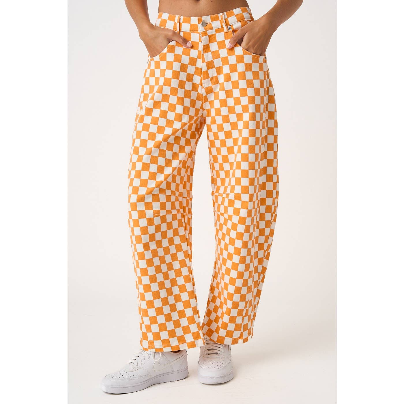 The Checkerboard Edit Barrel Jeans