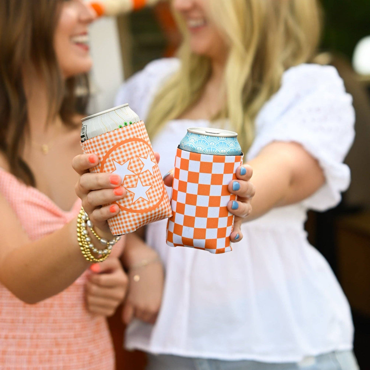 Gingham Tri Star Can Cooler