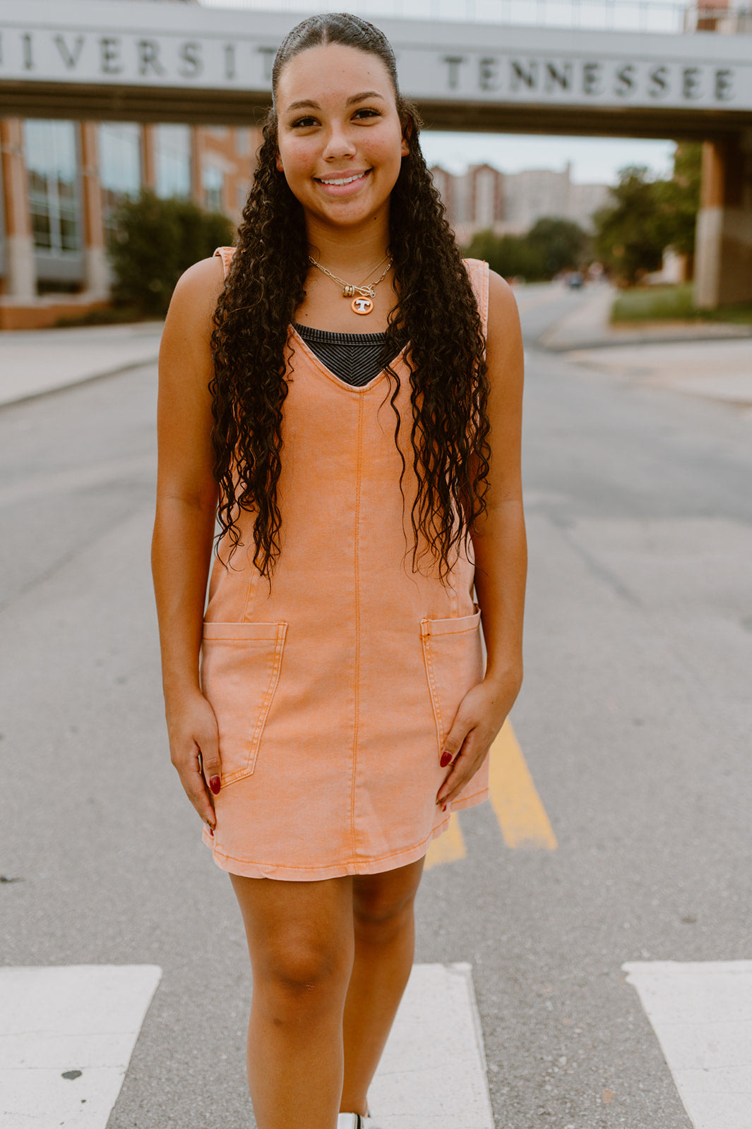 The Rocky Top Overall Dress | Orange