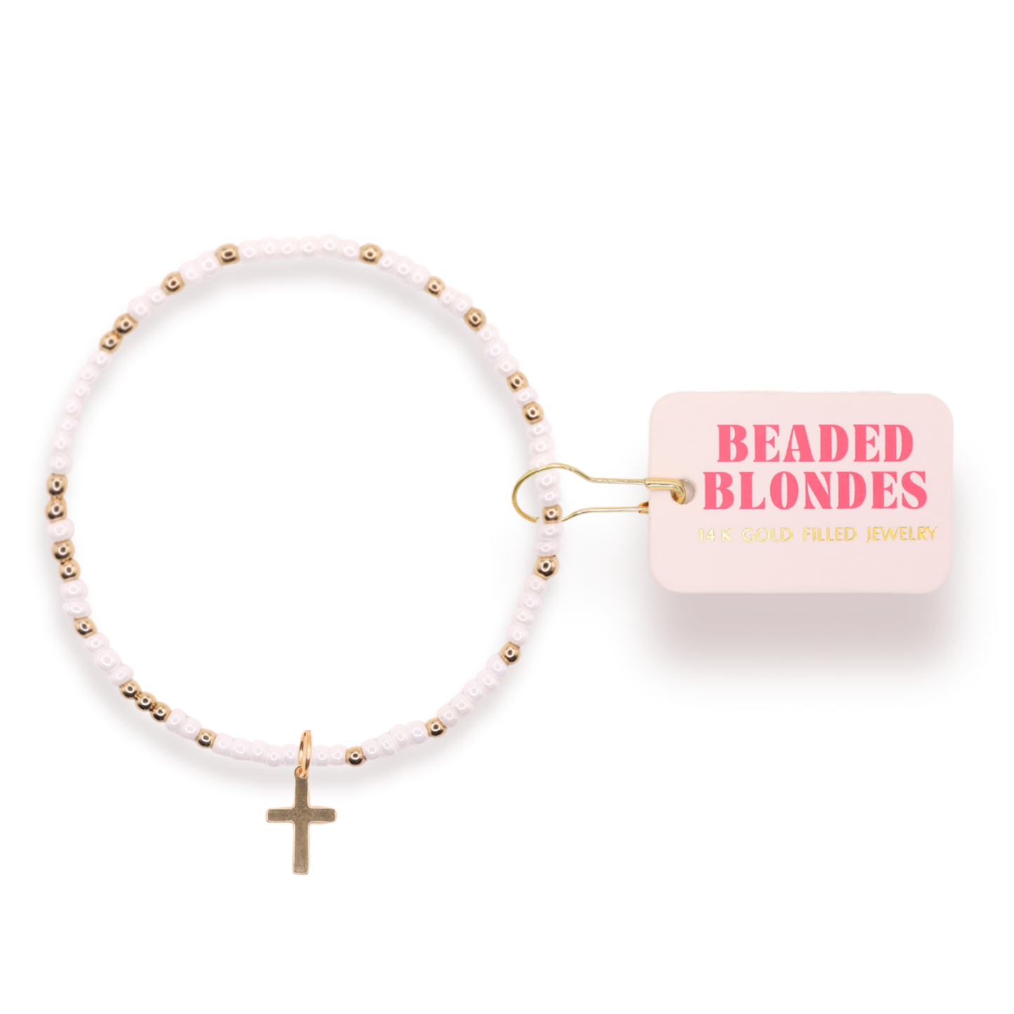 Cross Charm Bracelet | Czech Glass/Gold