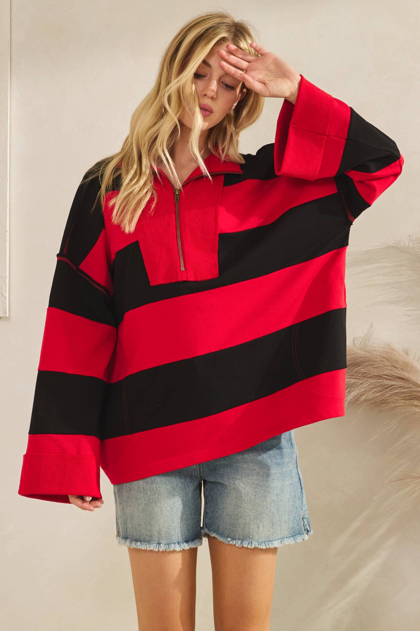 The Sideline Stripe Quarter-Zip Pullover