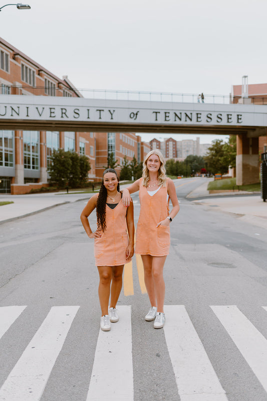 The Rocky Top Overall Dress | Orange
