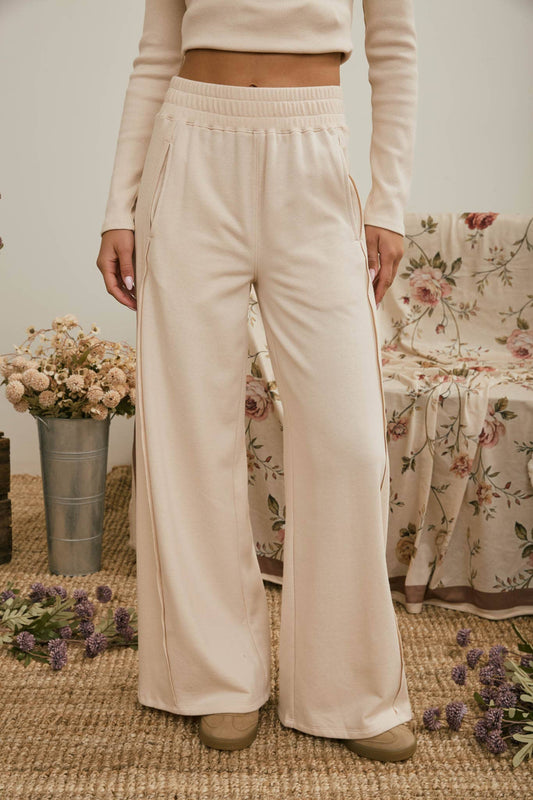 Easy Street Wide Leg Knit Pants | Cream