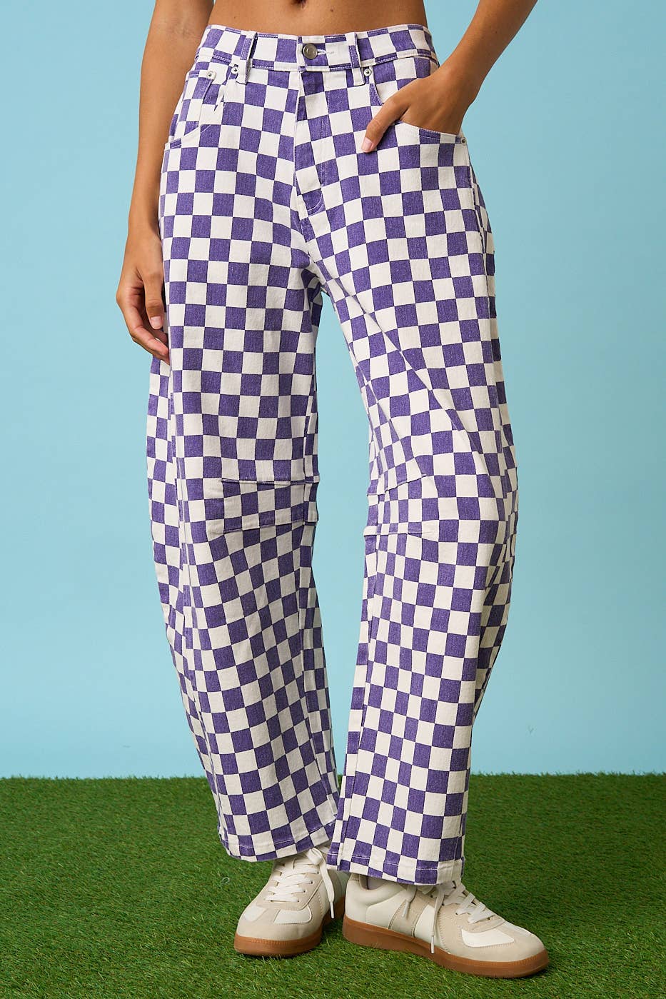 The Checkerboard Edit Barrel Jeans