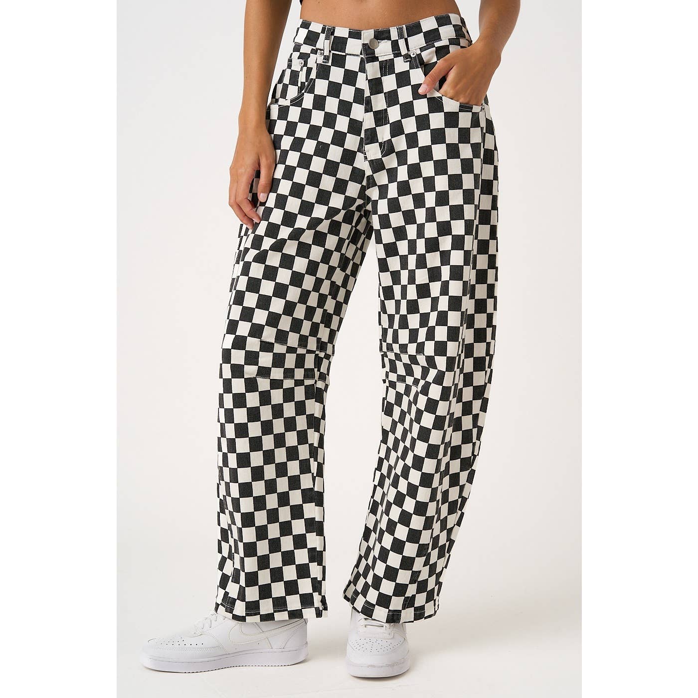 The Checkerboard Edit Barrel Jeans