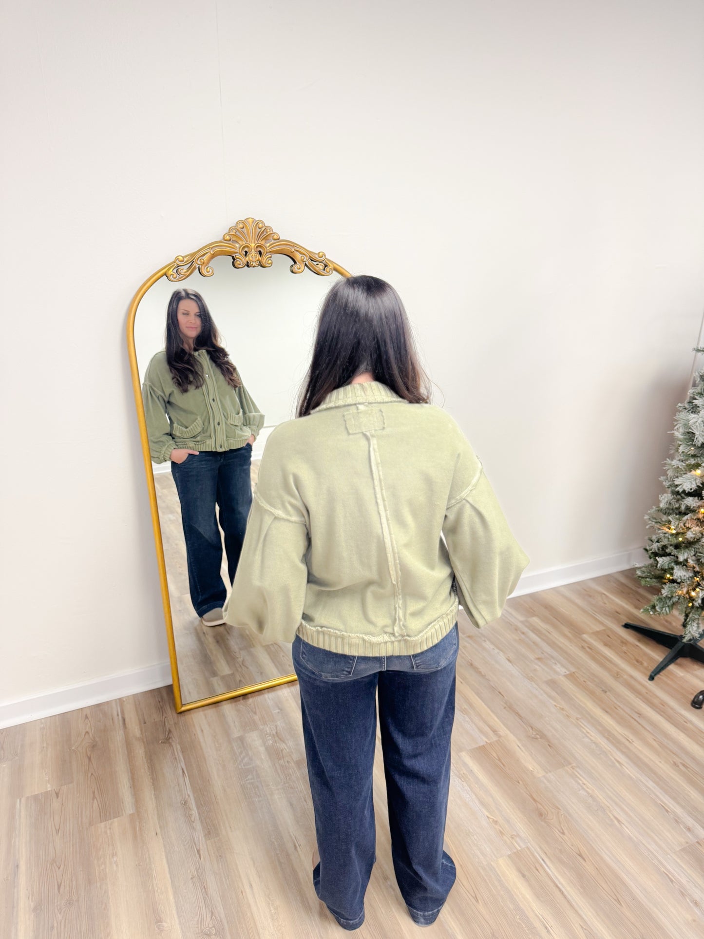 The Oaklyn Snap-Front Knit Jacket | Olive