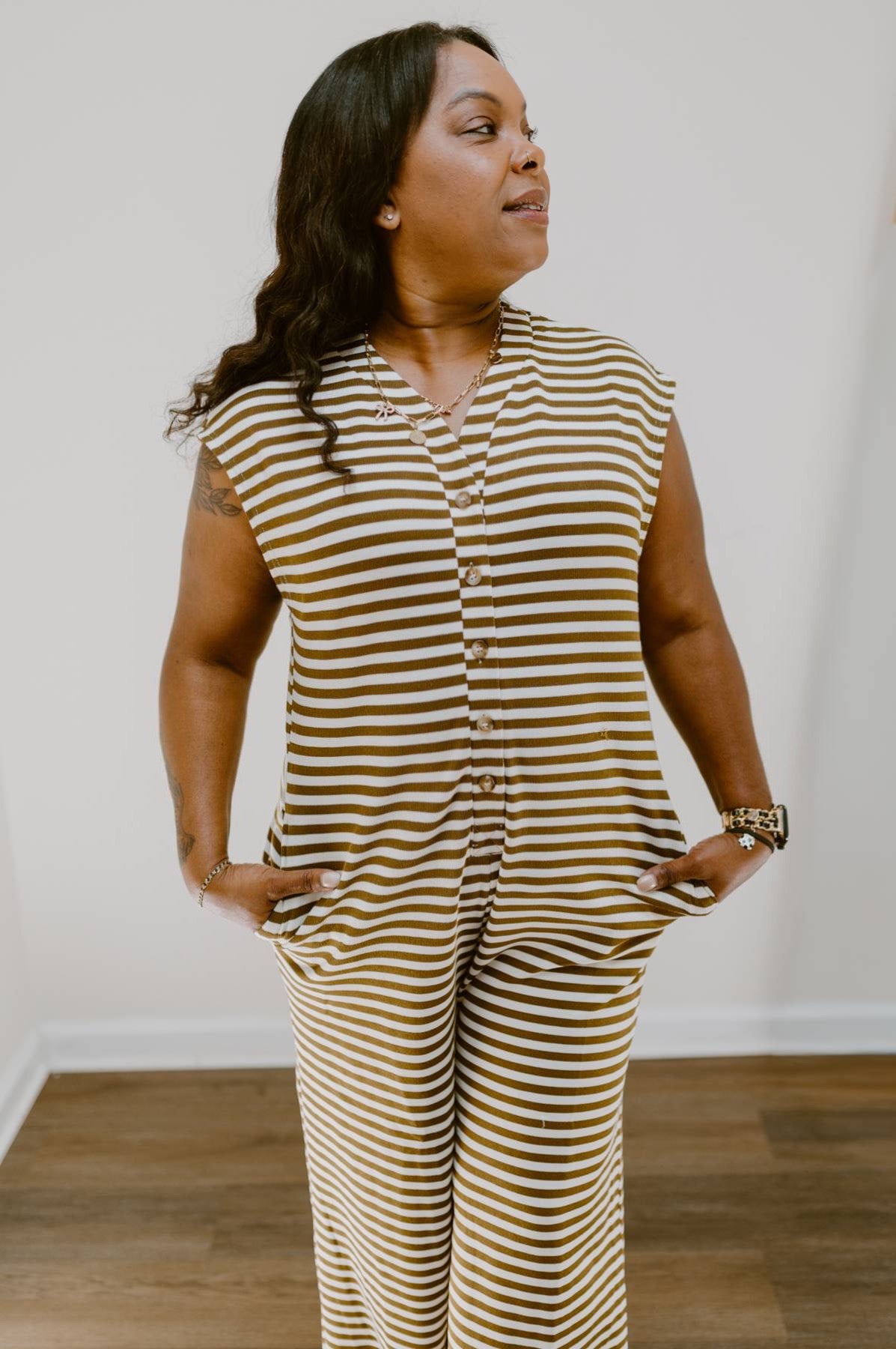 The Carly Striped Ease Jumpsuit
