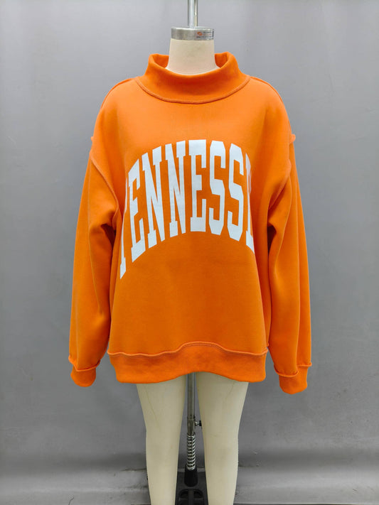 'TENNESSEE & TN' Reversible Mockneck Sweatshirt | Orange