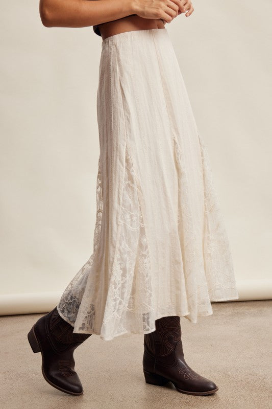 Keepsake Lace Panel Midi Skirt | Ivory