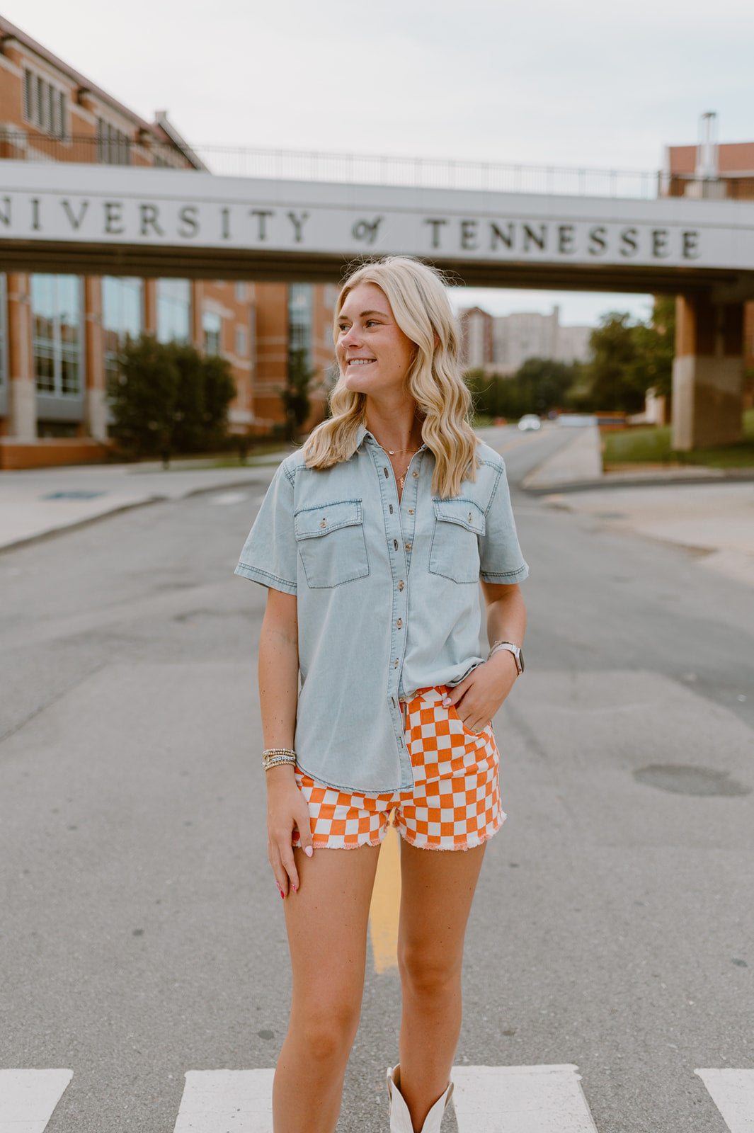 The Gameday Checker Shorts |Orange