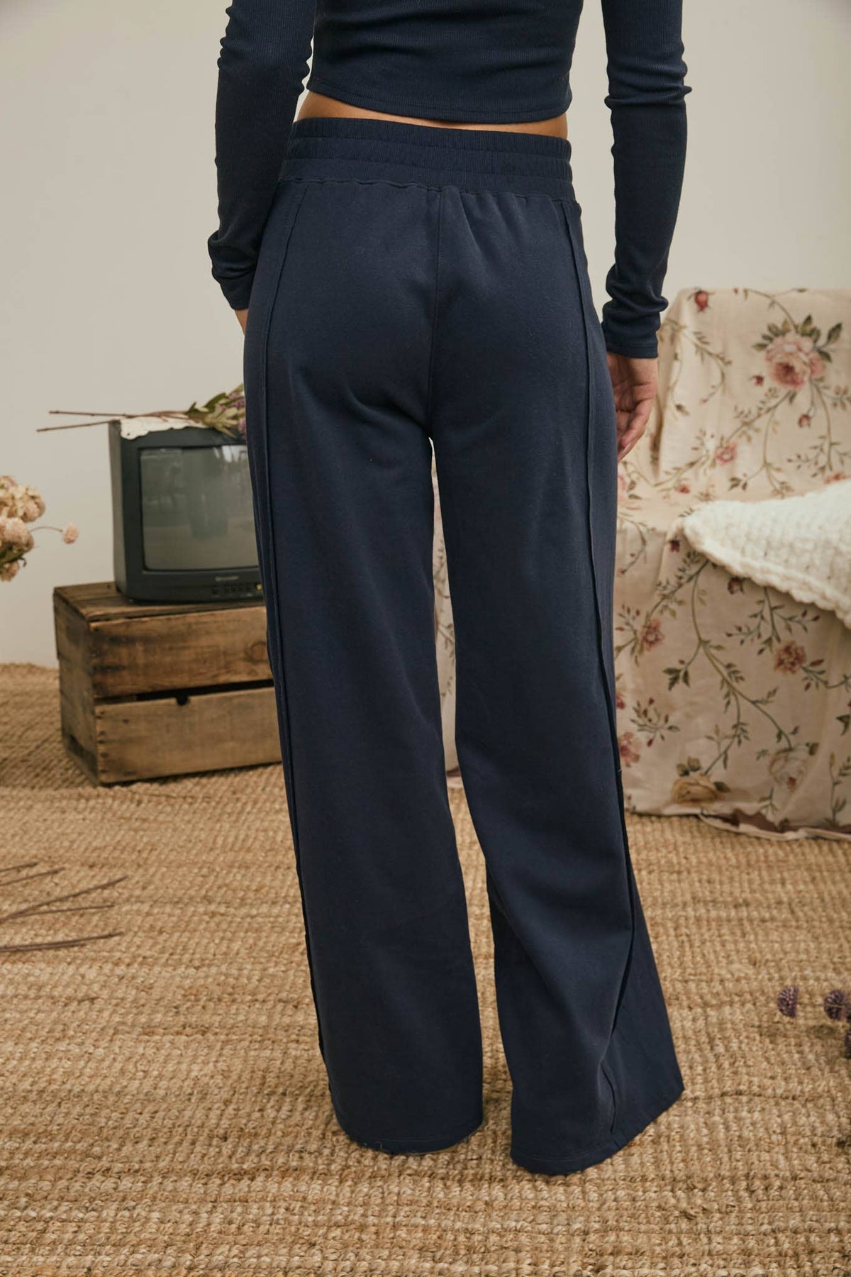 Easy Street Wide Leg Knit Pants | Navy