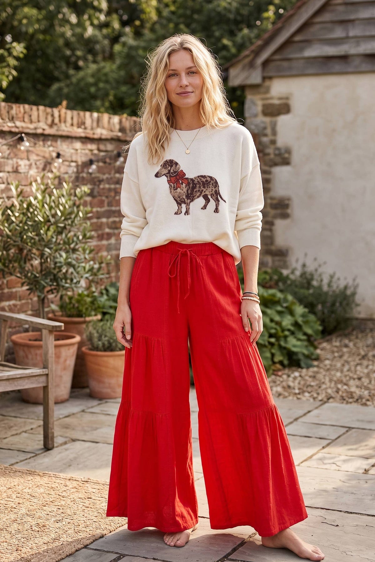 The Free Spirit Tiered Palazzo Pants | Natural