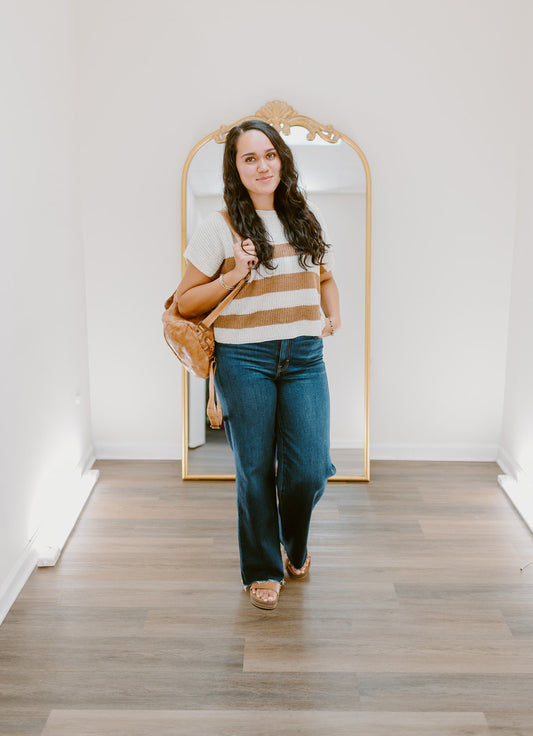 The Easy Days Striped Sweater Top | Mocha