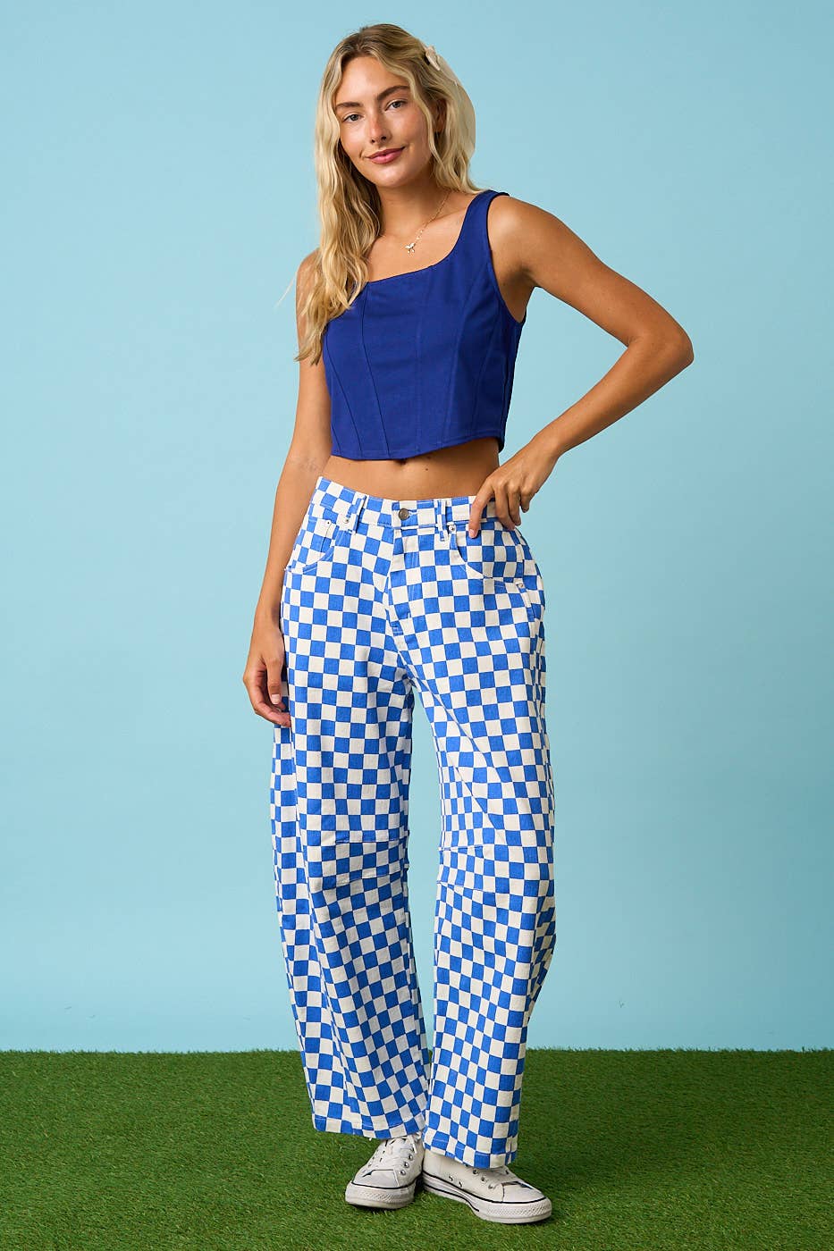The Checkerboard Edit Barrel Jeans