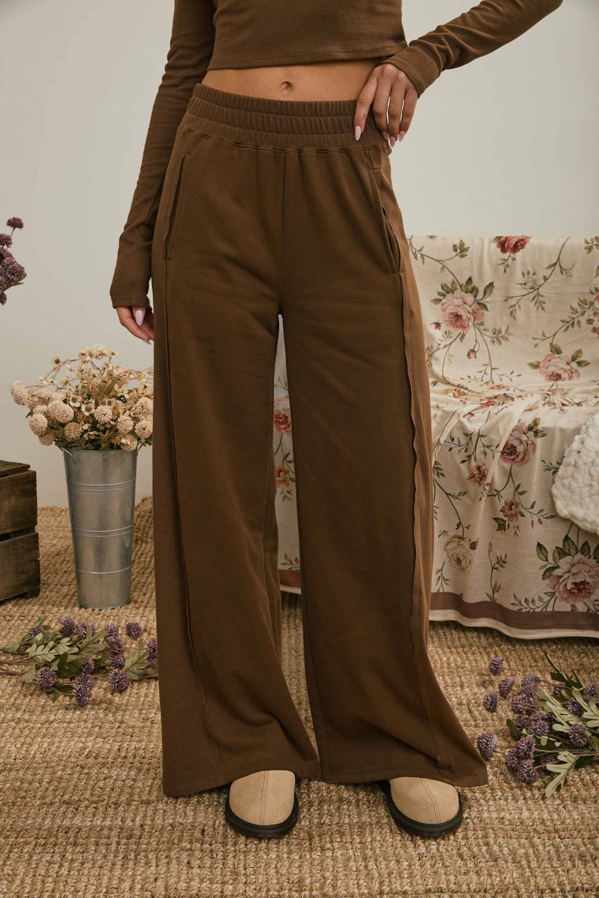 Easy Street Wide Leg Knit Pants | Navy