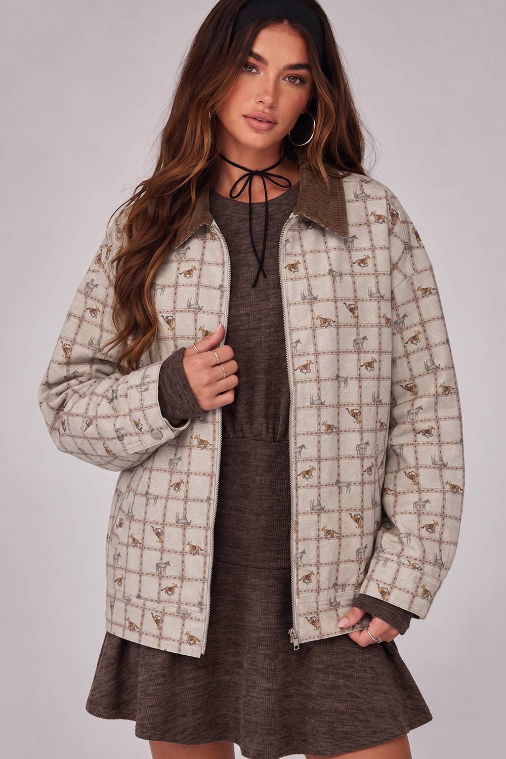 Bridle & Check Horse Print Jacket