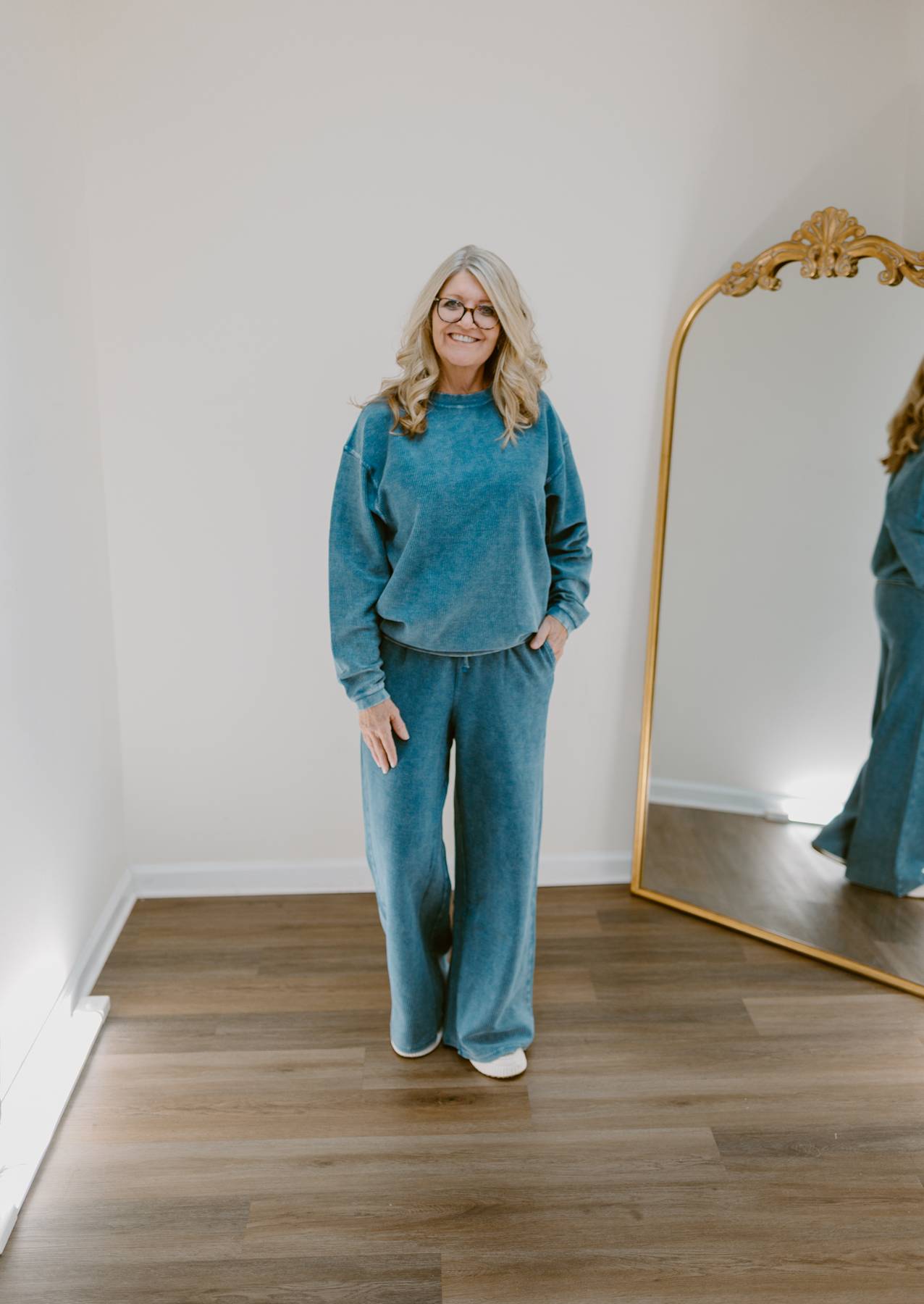 The Essential Luxe Corded Crew | Navy