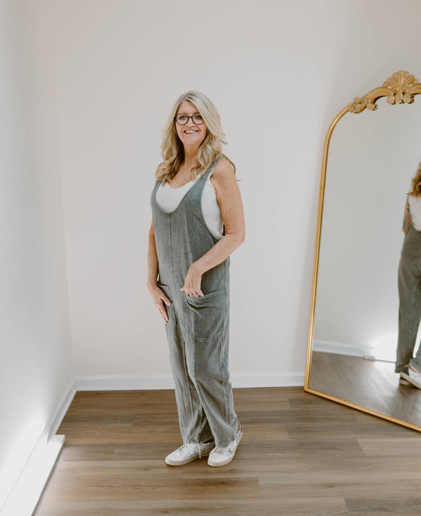 Mineral Wash Harem Jumpsuit | Charcoal