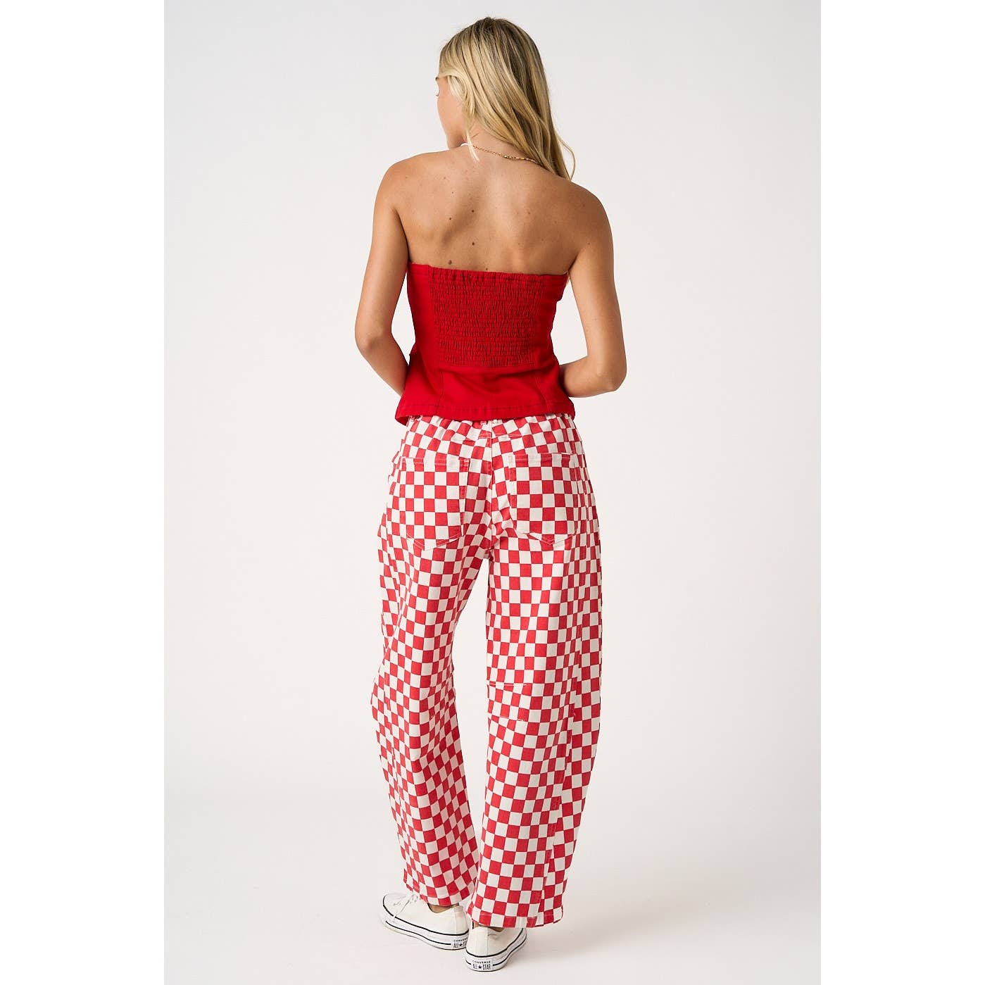 The Checkerboard Edit Barrel Jeans