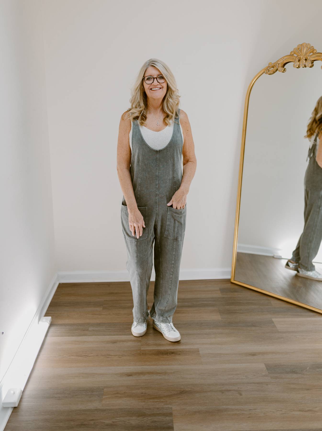 Mineral Wash Harem Jumpsuit | Charcoal