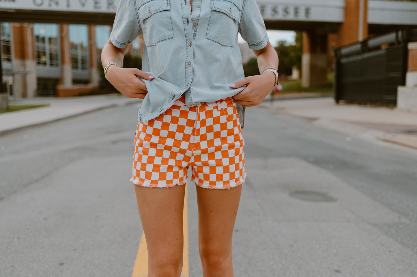 The Gameday Checker Shorts |Orange