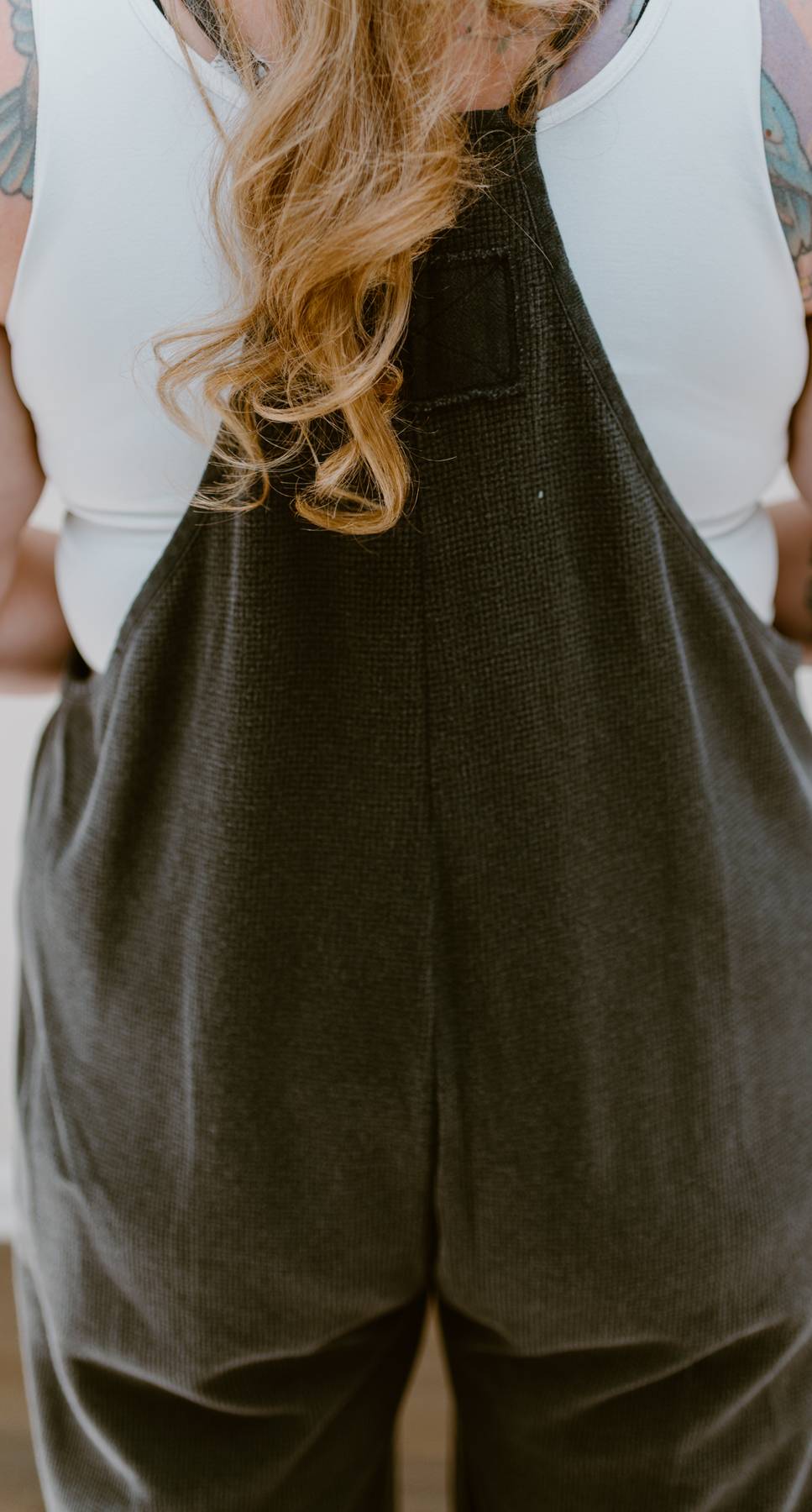 The Easy Street Washed Thermal Wide Leg Jumpsuit | Washed Black