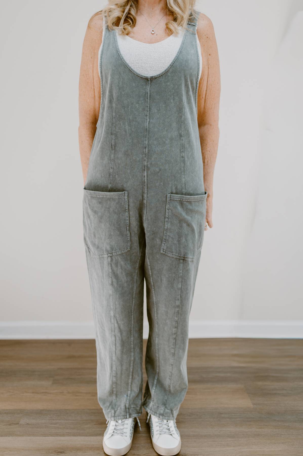 Mineral Wash Harem Jumpsuit | Charcoal