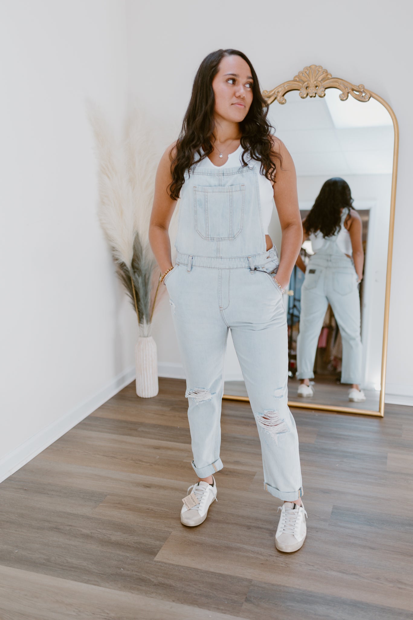 Risen Ice Denim Overalls