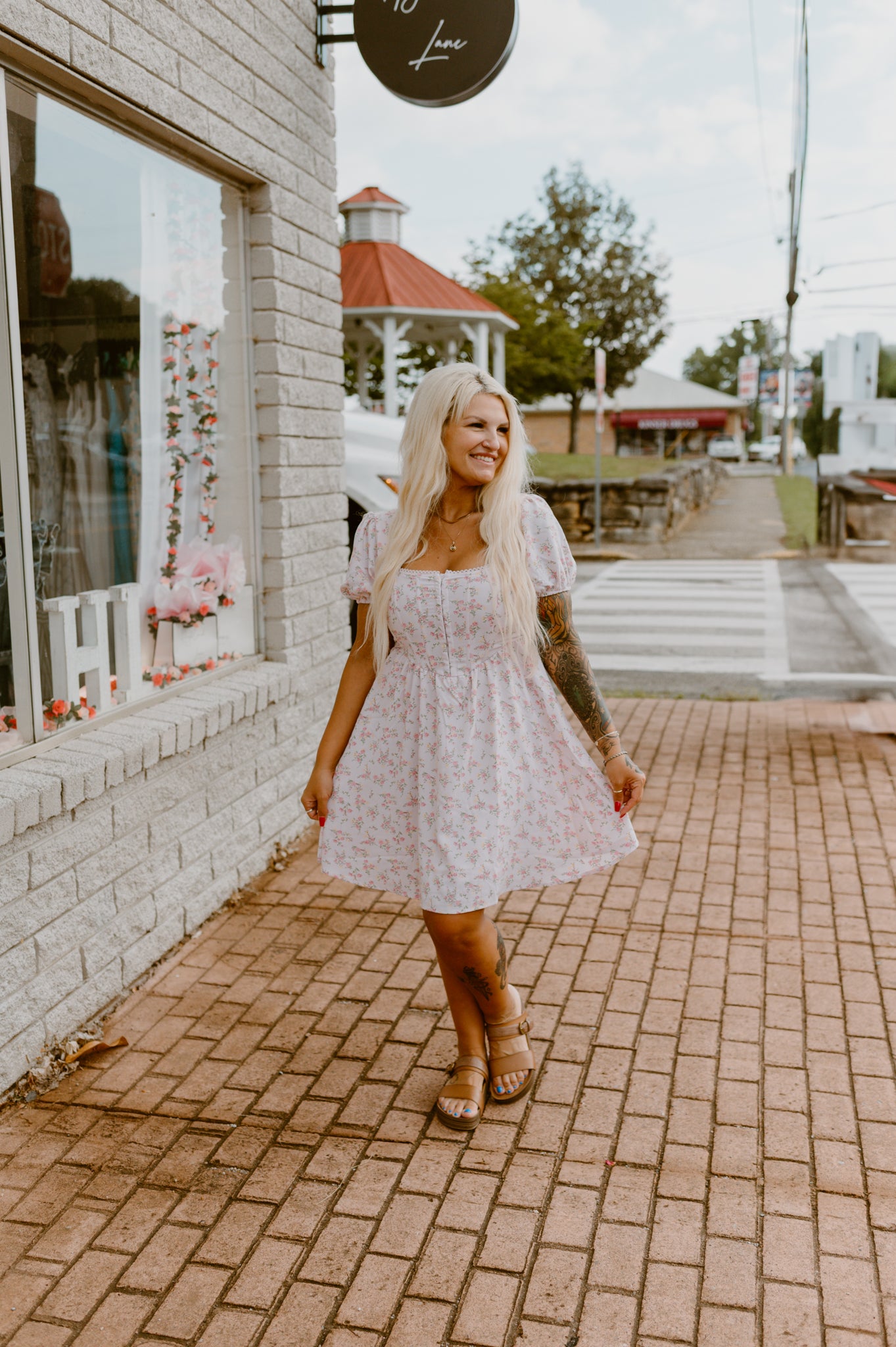 Floral Lace Trim Mini Dress