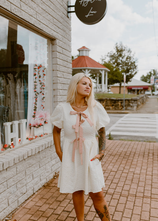 Butter Cream Bow Tie Dress