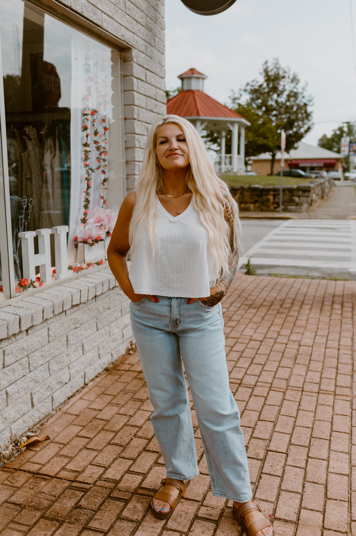Flowy V-Neck Tank | White