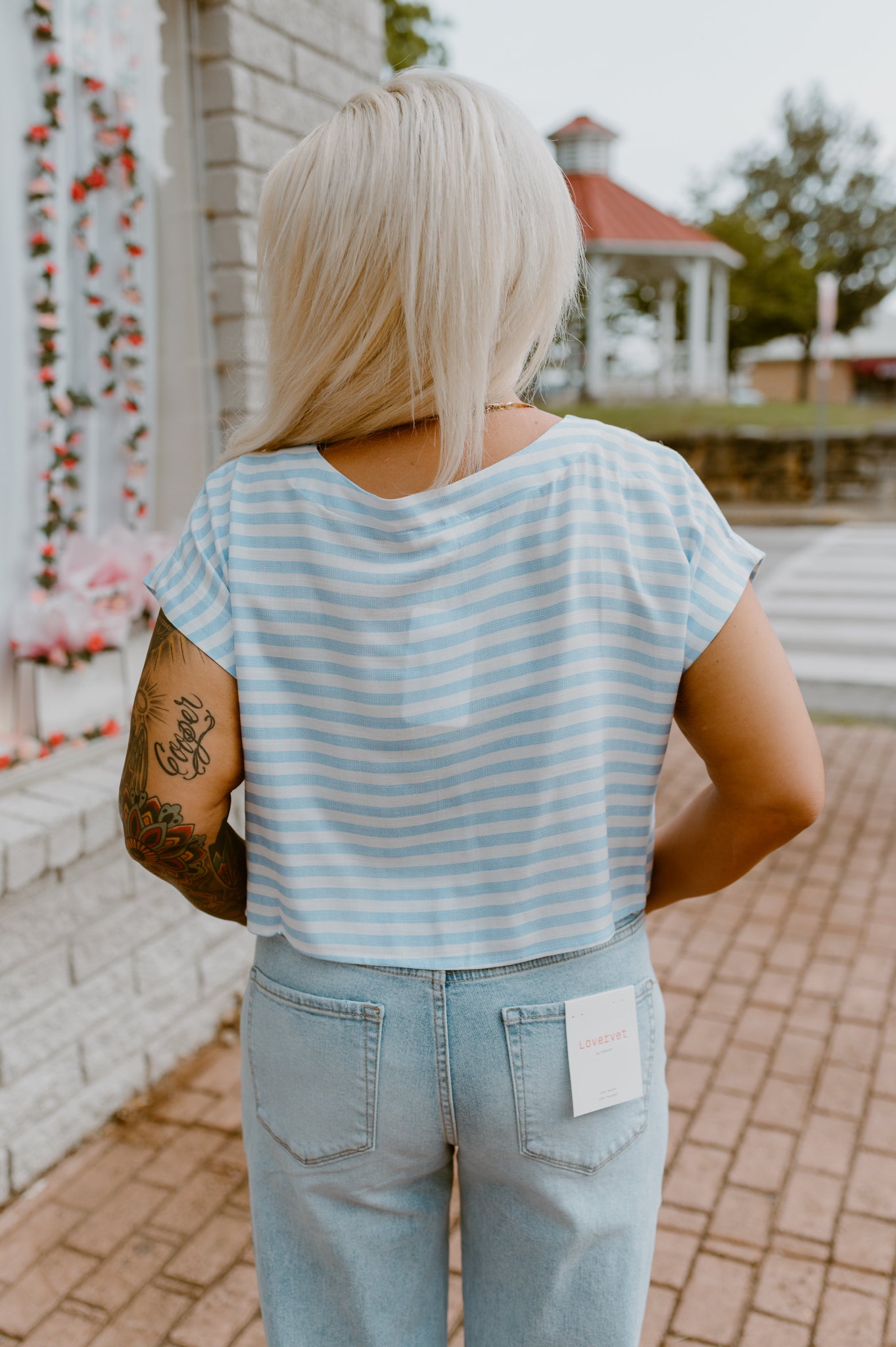 Sky Blue Striped Crop