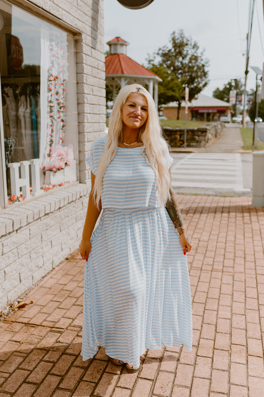 Sky Blue Striped Skirt
