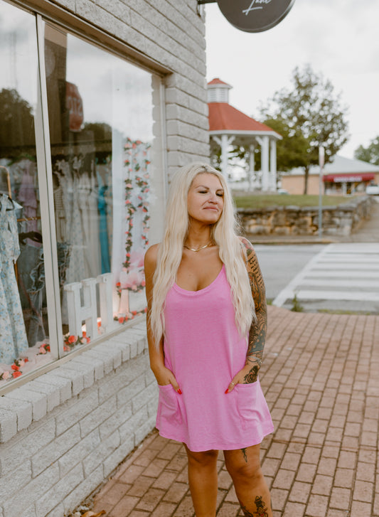 Heathered Mini Dress Romper | Mauve
